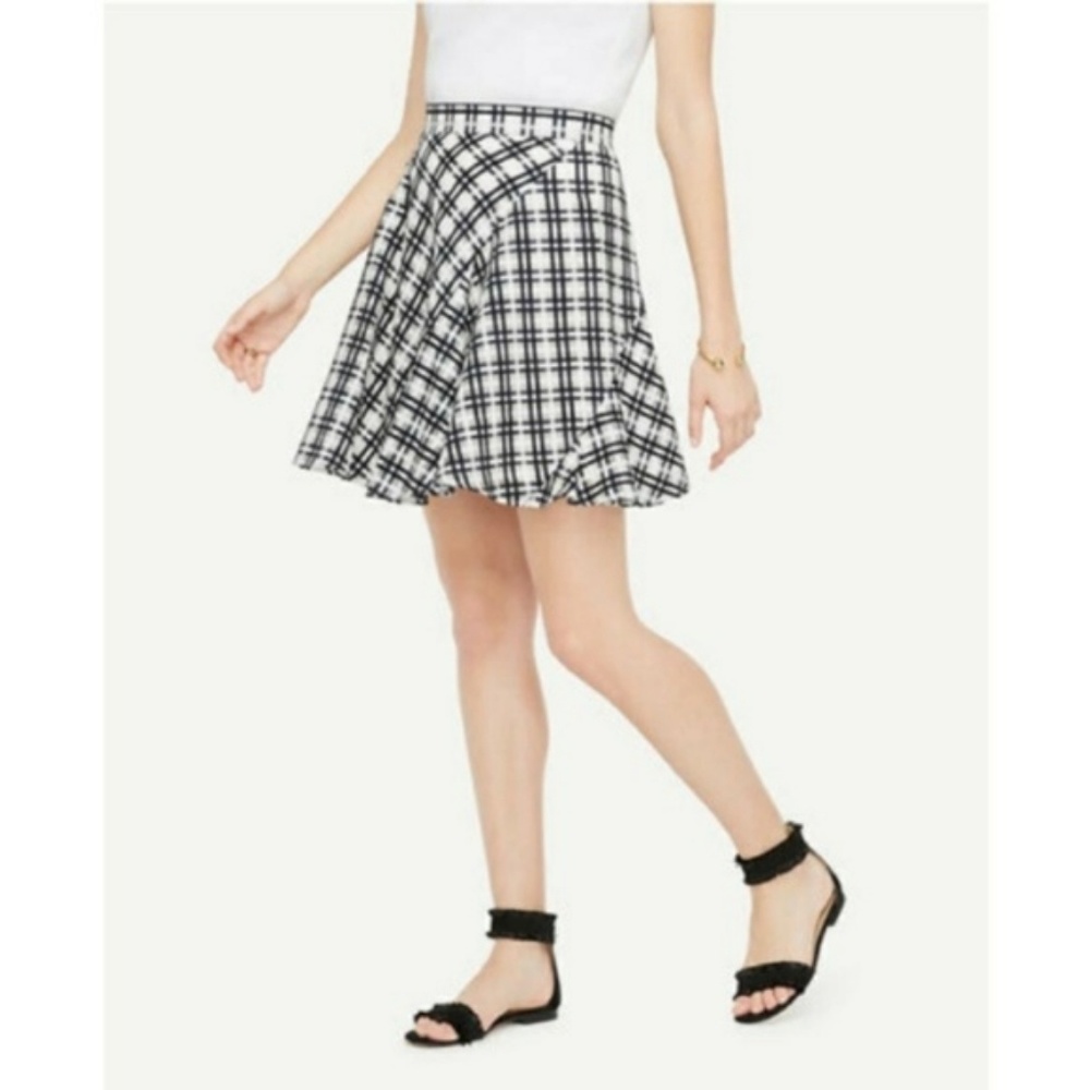 Ann Taylor Plaid Flared Skirt